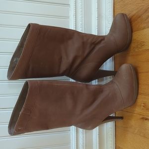 BCBG Generation Taupe Leather Booties. Size 6.